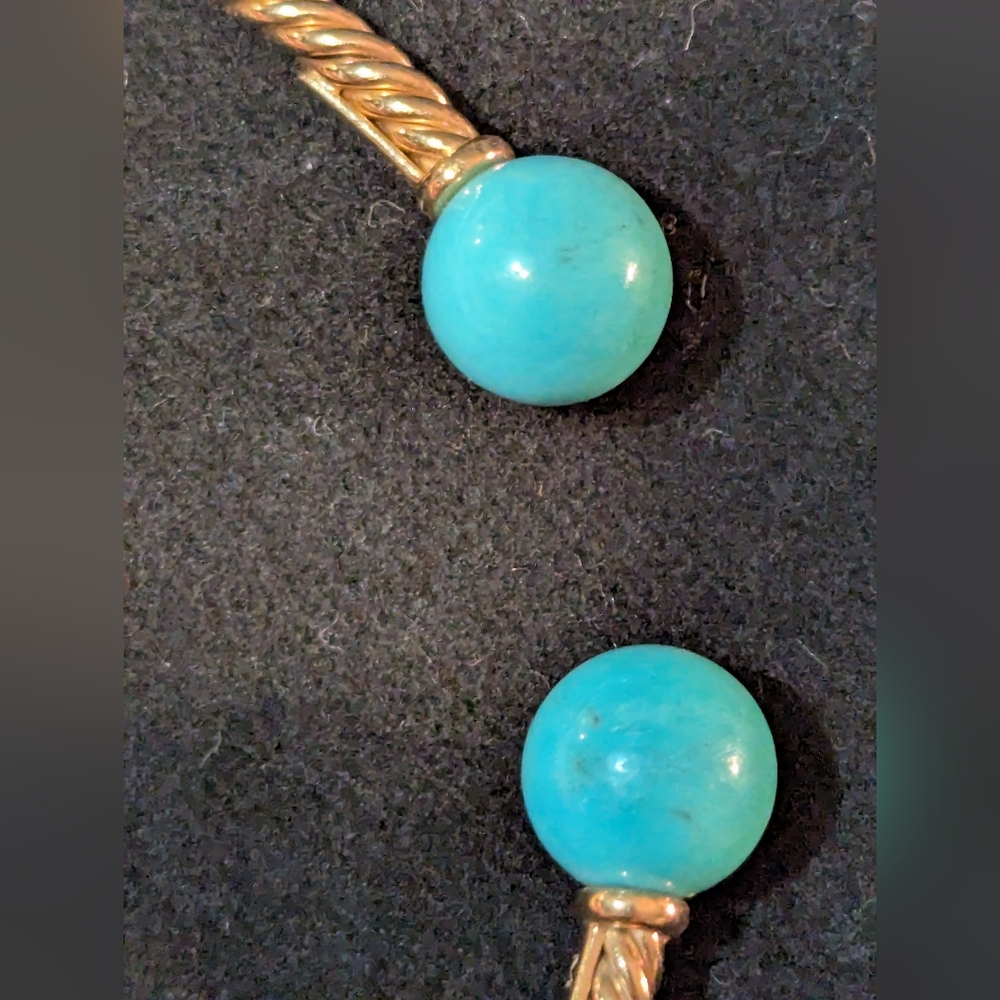 David Yurman Women's Solari Cablespira Bracelet in 18k Gold w/ Turquoise Accents - Picture 10 of 11
